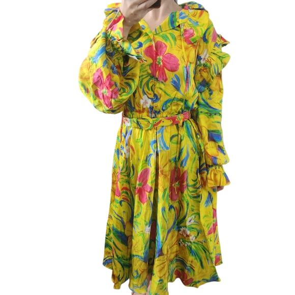 Authentic BALENCIAGA Floral Jacquard Midi Dress 34 US2 Luxury Designer - Picture 1 of 13